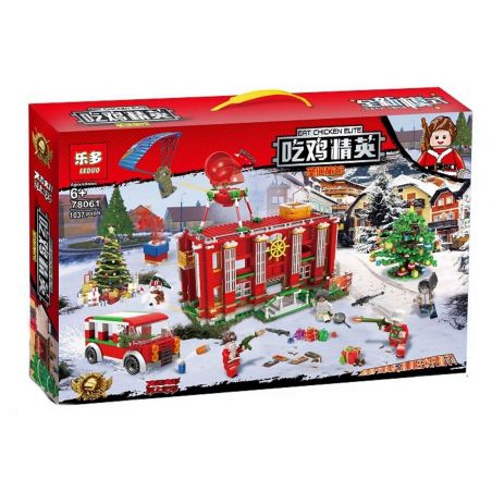 LEDUO 78061 non  TRẬN CHIẾN SINH TỒN bộ đồ chơi xếp lắp ráp ghép mô hình Pubg Battlegrounds EAT CHICKEN ELITE Bắn Súng 1037 khối