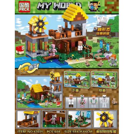 PRCK 63031 non  CỐI XAY GIÓ bộ đồ chơi xếp lắp ráp ghép mô hình Minecraft MY WORLD Game Xây Dựng 608 khối