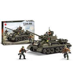 XIANG JUN XJ-915 non  XE TĂNG T-34/85 bộ đồ chơi xếp lắp ráp ghép mô hình Military Army Quân Sự Bộ Đội 854 khối