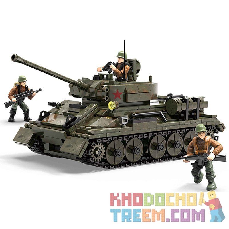 XIANG JUN XJ-915 non  XE TĂNG T-34/85 bộ đồ chơi xếp lắp ráp ghép mô hình Military Army Quân Sự Bộ Đội 854 khối