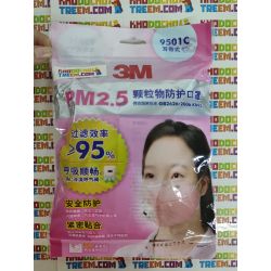 Khẩu trang 3M 9501C xanh tím hồng KN95 có đệm mũi lọc hơn 95% bụi siêu mịn PM2.5 có van thở, đeo tai, chính hãng