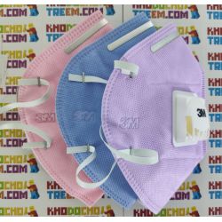 Khẩu trang 3M 9501C xanh tím hồng KN95 có đệm mũi lọc hơn 95% bụi siêu mịn PM2.5 có van thở, đeo tai, chính hãng