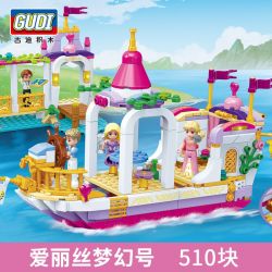 GUDI 9017 non  CÔNG CHÚA ALICE GIẤC MƠ bộ đồ chơi xếp lắp ráp ghép mô hình Alice Princess ALICE'S FANTASY BOAT 510 khối