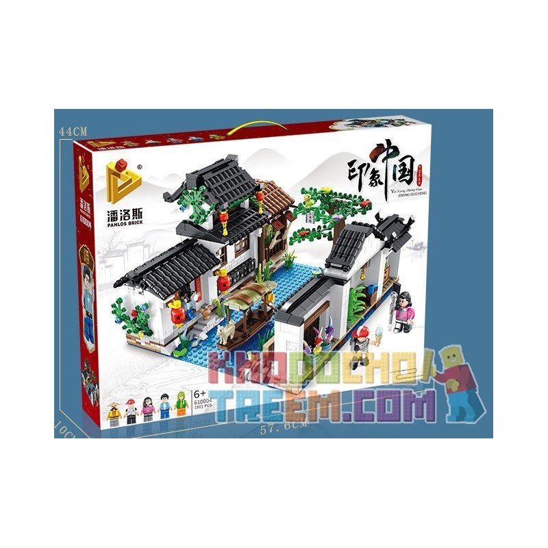 PanlosBrick 610004 Panlos Brick 610004 non  LÀNG NƯỚC GIANG NAM bộ đồ chơi xếp lắp ráp ghép mô hình Chinatown Khu Phố Tàu 1801 khối