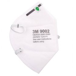 Một cái khẩu trang 3M 9002 KN90 lọc hơn 90% bụi siêu mịn PM2.5 , đeo đầu, chun tổng hợp, chính hãng