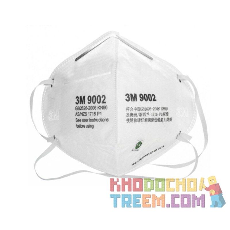 Một cái khẩu trang 3M 9002 KN90 lọc hơn 90% bụi siêu mịn PM2.5 , đeo đầu, chun tổng hợp, chính hãng