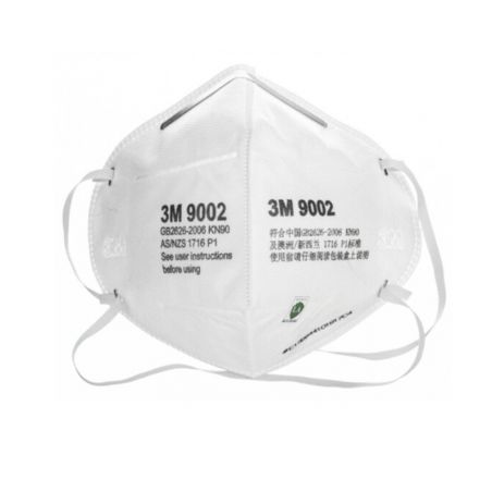 Một cái khẩu trang 3M 9002 KN90 lọc hơn 90% bụi siêu mịn PM2.5 , đeo đầu, chun tổng hợp, chính hãng