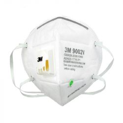 Một cái khẩu trang 3M 9002V KN90 lọc hơn 90% bụi siêu mịn PM2.5 , đeo đầu, chun tổng hợp, chính hãng