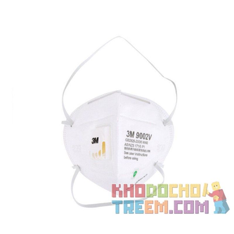 Một cái khẩu trang 3M 9002V KN90 lọc hơn 90% bụi siêu mịn PM2.5 , đeo đầu, chun tổng hợp, chính hãng