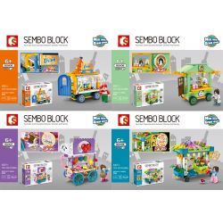 SEMBO 601105 601106 601107 601108 non  SENBAO STREET VIEW SERIES MINI SALE CART 4 KIỂU bộ đồ chơi xếp lắp ráp ghép mô hình City SEMBO BLOCK Thành Phố 546 khối