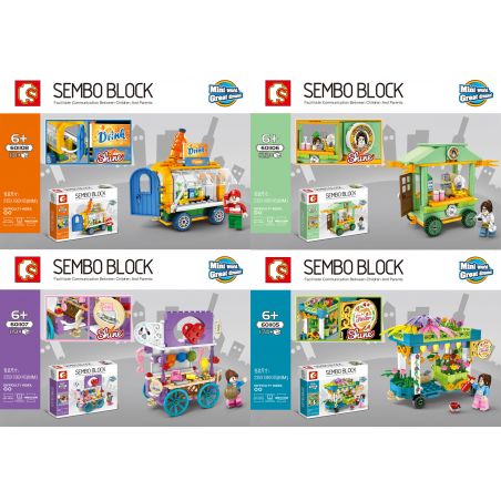 SEMBO 601105 601106 601107 601108 non  SENBAO STREET VIEW SERIES MINI SALE CART 4 KIỂU bộ đồ chơi xếp lắp ráp ghép mô hình City SEMBO BLOCK Thành Phố 546 khối
