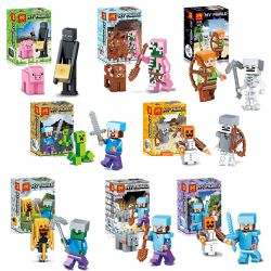 LELE 79254 non  MINI 8 GÓI bộ đồ chơi xếp lắp ráp ghép mô hình Minecraft MY WORLD Game Xây Dựng