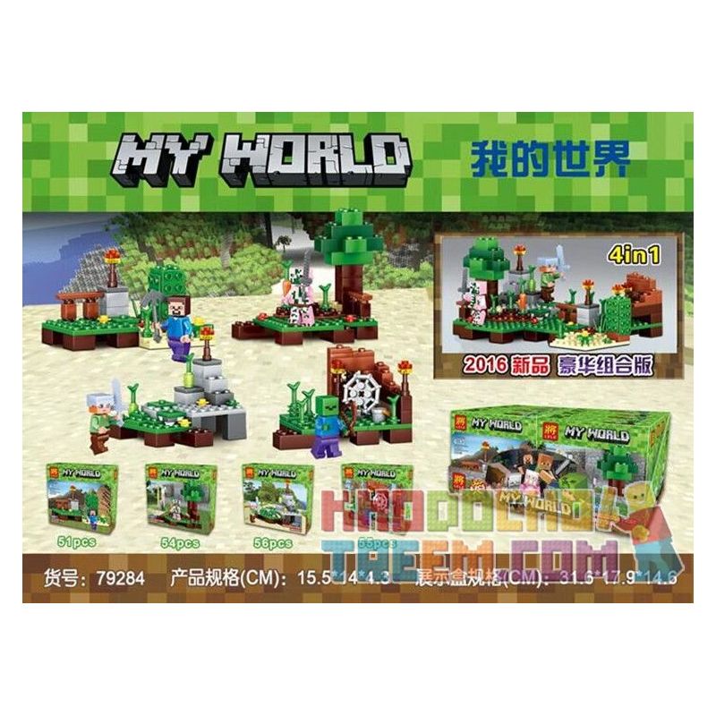 LELE 79284 non  CẢNH NHỎ TỨ bộ đồ chơi xếp lắp ráp ghép mô hình Minecraft MY WORLD Game Xây Dựng 216 khối