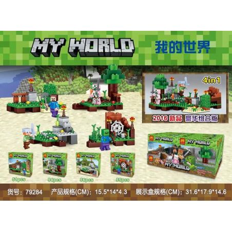 LELE 79284 non  CẢNH NHỎ TỨ bộ đồ chơi xếp lắp ráp ghép mô hình Minecraft MY WORLD Game Xây Dựng 216 khối
