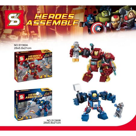 SHENG YUAN SY SY360A 360A SY360B 360B 360 SY360 non  THOR MECHA VS ULTRON bộ đồ chơi xếp lắp ráp ghép mô hình Super Heroes Siêu Nhân Anh Hùng 261 khối