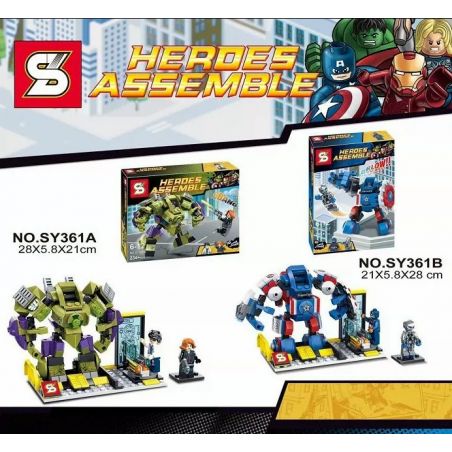 SHENG YUAN SY SY361A 361A SY361B 361B SY361 non  HULK MECH ĐỘI MỸ ĐẤU VỚI ULTRON bộ đồ chơi xếp lắp ráp ghép mô hình Super Heroes Siêu Nhân Anh Hùng 234 khối