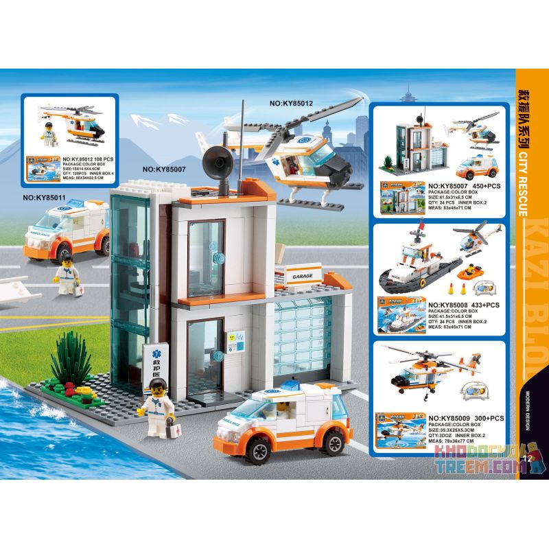 Kazi KY85012 85012 non  MÁY BAY CỨU HỘ (NHỎ) bộ đồ chơi xếp lắp ráp ghép mô hình City CITY RESCUE RESCUE AIRPLANE Thành Phố 108 khối