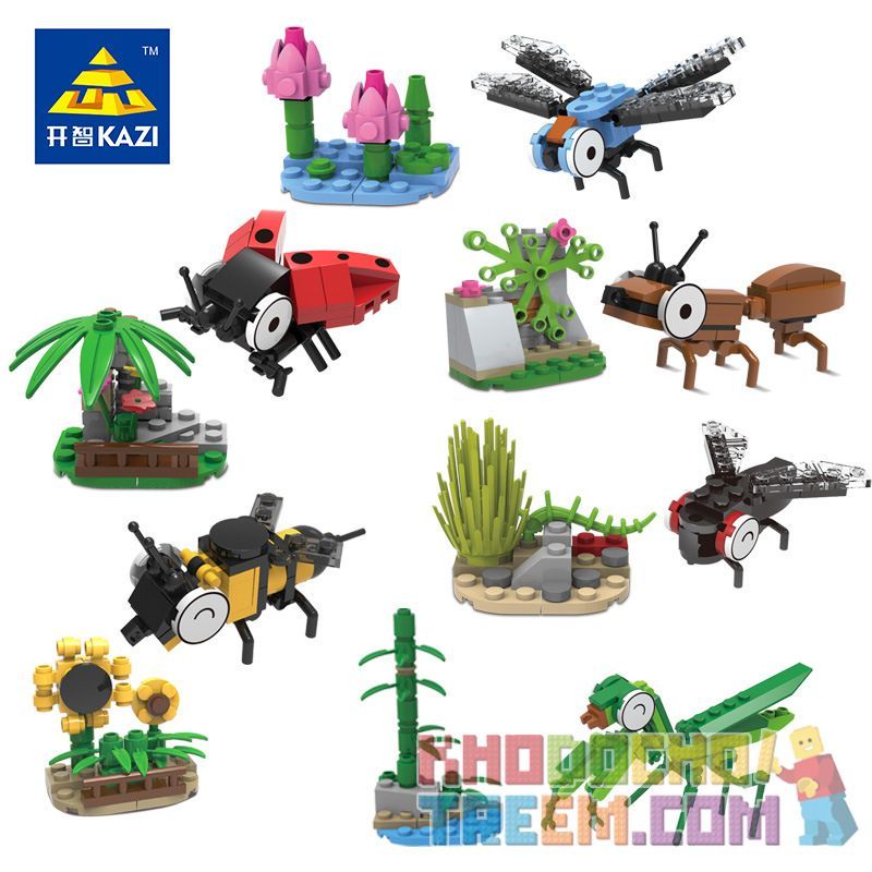 Kazi KY80021-1 80021-1 non  BỌ RÙA NHỎ HẠNH PHÚC bộ đồ chơi xếp lắp ráp ghép mô hình Insect Series Côn Trùng 64 khối