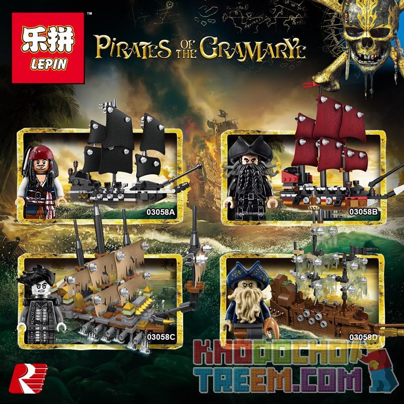 LEPIN 03058A non  NGỌC TRAI ĐEN bộ đồ chơi xếp lắp ráp ghép mô hình Pirates Of The Caribbean Cướp Biển Vùng Caribe 279 khối