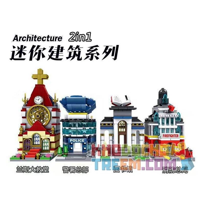 Kazi KY5001 5001 non  NHÀ THỜ REIMS 2IN1 bộ đồ chơi xếp lắp ráp ghép mô hình Mini Modular ARCHITECTURE REIMS CATHEDRAL Đường Phố Thu Nhỏ 142 khối