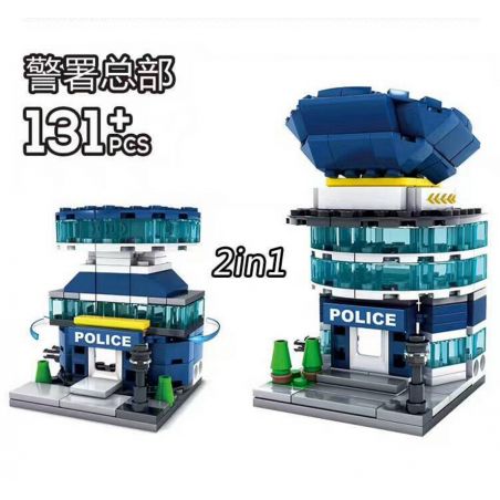 Kazi KY5003 5003 non  TRỤ SỞ CẢNH SÁT 2IN1 bộ đồ chơi xếp lắp ráp ghép mô hình Mini Modular ARCHITECTURE POLICE HEADQUARTERS Đường Phố Thu Nhỏ 131 khối