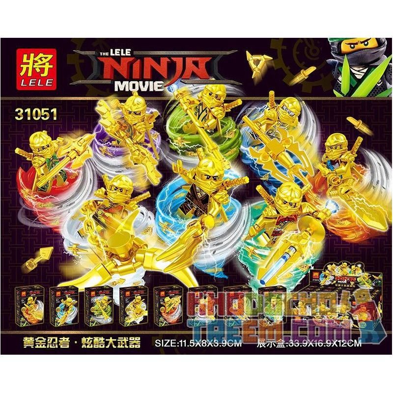 LELE 31051 non  GOLDEN NINJA MINIFIGURE 8 GÓI bộ đồ chơi xếp lắp ráp ghép mô hình The  Ninjago Movie Ninja Lốc Xoáy