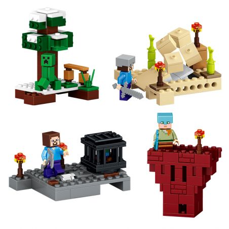 LELE 79159 non  PHÁO ĐÀI CẢNH MINIFIGURE 4 LOẠI bộ đồ chơi xếp lắp ráp ghép mô hình Minecraft Game Xây Dựng