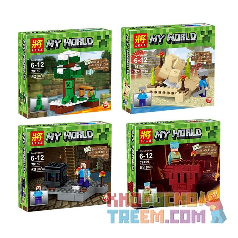 LELE 79159 non  PHÁO ĐÀI CẢNH MINIFIGURE 4 LOẠI bộ đồ chơi xếp lắp ráp ghép mô hình Minecraft Game Xây Dựng