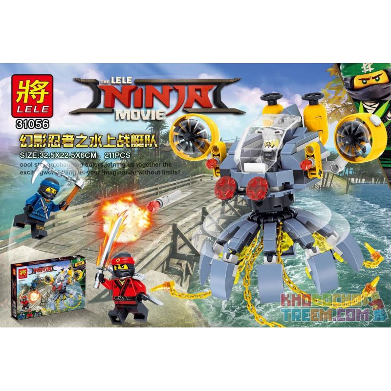 LELE 31056 non  ĐỘI THUYỀN NƯỚC NINJA bộ đồ chơi xếp lắp ráp ghép mô hình The  Ninjago Movie Ninja Lốc Xoáy 211 khối