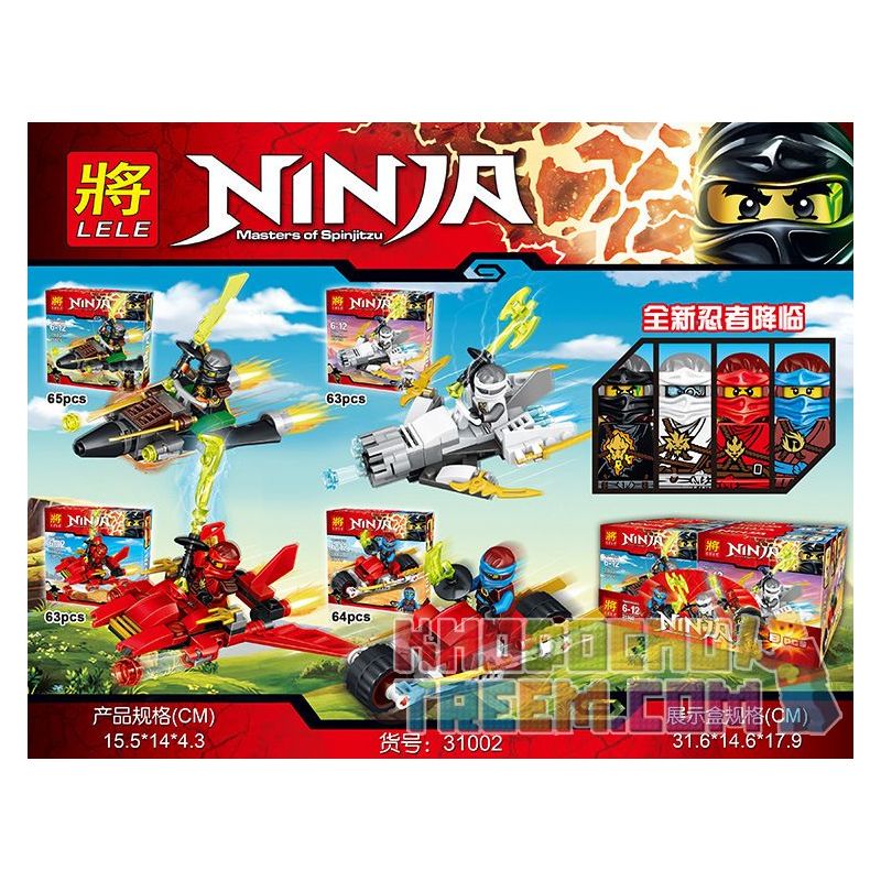 LELE 31002 non  4 XE PHANTOM NINJA MINIATURE bộ đồ chơi xếp lắp ráp ghép mô hình The  Ninjago Movie NINJA MASTERS OF SPINJITZU Ninja Lốc Xoáy