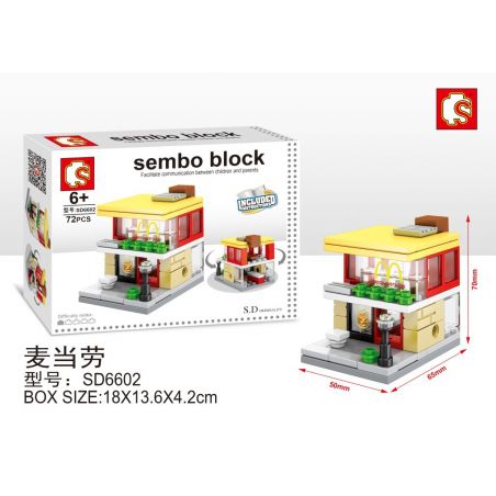 SEMBO WEKKI VIGGI SD6602 6602 non  NHÀ HÀNG THỨC ĂN NHANH MCDONALD bộ đồ chơi xếp lắp ráp ghép mô hình Mini Modular SEMBO BLOCK MCDONALD'S Đường Phố Thu Nhỏ 72 khối