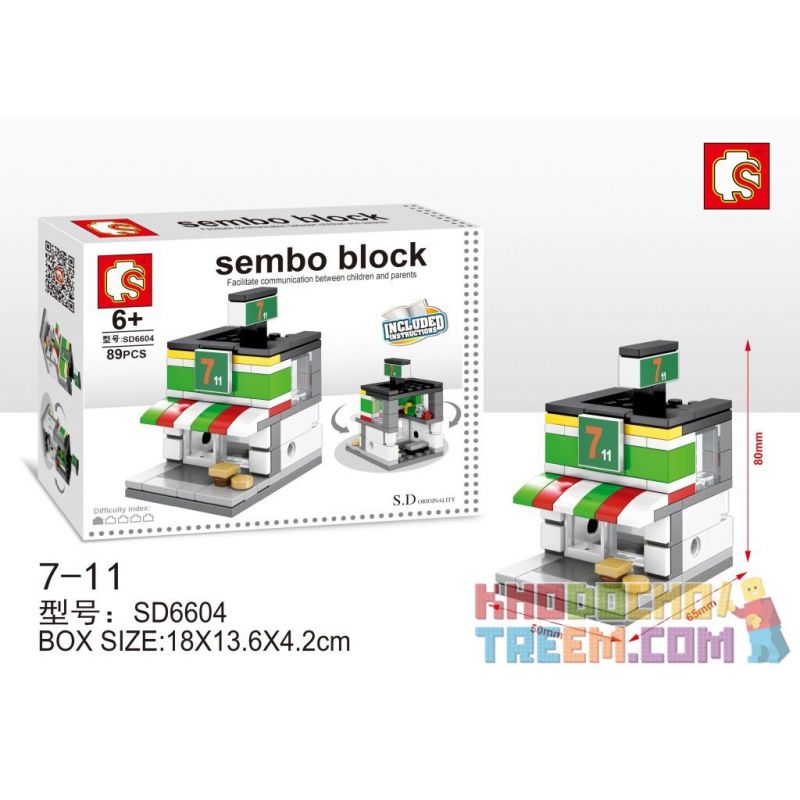 SEMBO WEKKI VIGGI SD6604 6604 non  711 CỬA HÀNG TIỆN LỢI bộ đồ chơi xếp lắp ráp ghép mô hình Mini Modular SEMBO BLOCK 711 Đường Phố Thu Nhỏ 89 khối