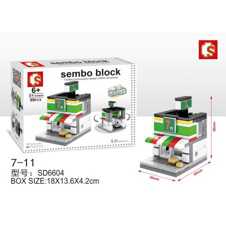 SEMBO WEKKI VIGGI SD6604 6604 non  711 CỬA HÀNG TIỆN LỢI bộ đồ chơi xếp lắp ráp ghép mô hình Mini Modular SEMBO BLOCK 711 Đường Phố Thu Nhỏ 89 khối