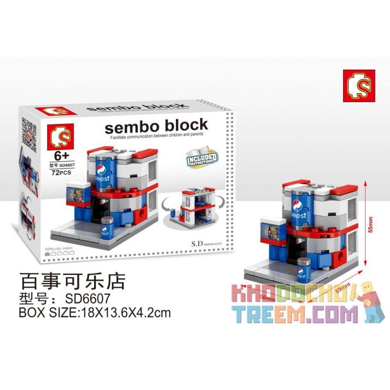SEMBO WEKKI VIGGI SD6607 6607 non  CỬA HÀNG PEPSI bộ đồ chơi xếp lắp ráp ghép mô hình Mini Modular SEMBO BLOCK Đường Phố Thu Nhỏ 72 khối
