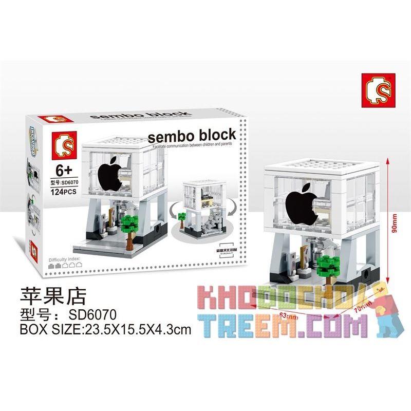 SEMBO 601524 SD6070 6070 non  CỬA HÀNG TÁO bộ đồ chơi xếp lắp ráp ghép mô hình Mini Modular HOLIDAY STREET PHONE SHOP Đường Phố Thu Nhỏ 124 khối