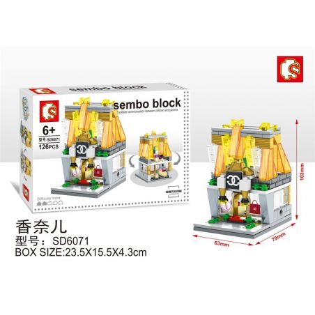 SEMBO 601525 SD6071 6071 non  CHẾ ĐỘ XEM PHỐ THU NHỎ CHANEL bộ đồ chơi xếp lắp ráp ghép mô hình Mini Modular HOLIDAY STREET PERFUME SHOP Đường Phố Thu Nhỏ 126 khối