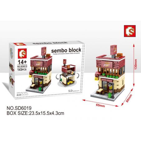 SEMBO 601512 SD6019 6019 non  CỬA HÀNG BÁNH PIZZA bộ đồ chơi xếp lắp ráp ghép mô hình Mini Modular HOLIDAY STREET PIZZA SHOP Đường Phố Thu Nhỏ 143 khối