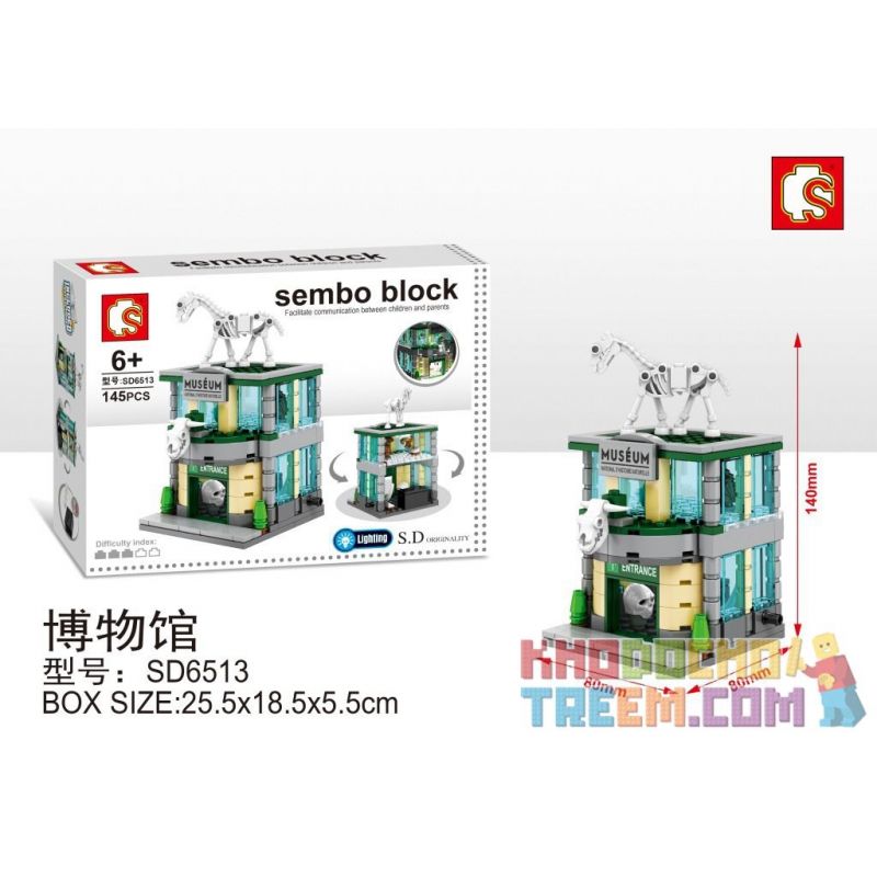 SEMBO WEKKI VIGGI SD6513 6513 non  VIỆN BẢO TÀNG bộ đồ chơi xếp lắp ráp ghép mô hình Mini Modular SEMBO BLOCK MUSEUM Đường Phố Thu Nhỏ 145 khối