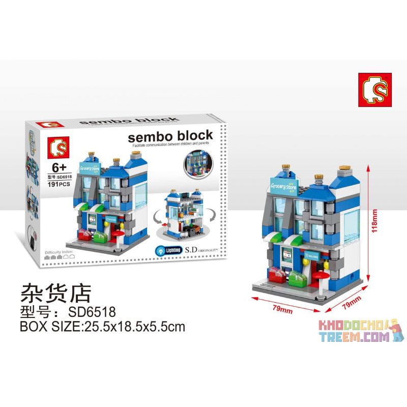 SEMBO WEKKI VIGGI SD6518 6518 non  CỬA HÀNG TẠP HÓA bộ đồ chơi xếp lắp ráp ghép mô hình Mini Modular SEMBO BLOCK GROCERY STORE Đường Phố Thu Nhỏ 191 khối