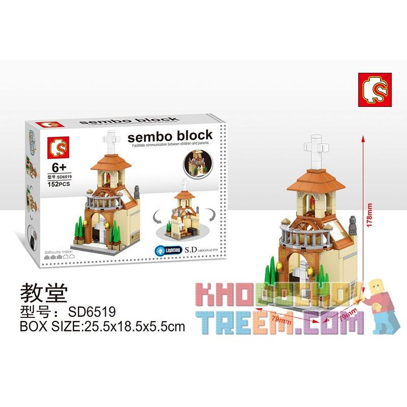 SEMBO WEKKI VIGGI SD6519 6519 non  NHÀ THỜ bộ đồ chơi xếp lắp ráp ghép mô hình Mini Modular SEMBO BLOCK Đường Phố Thu Nhỏ 152 khối