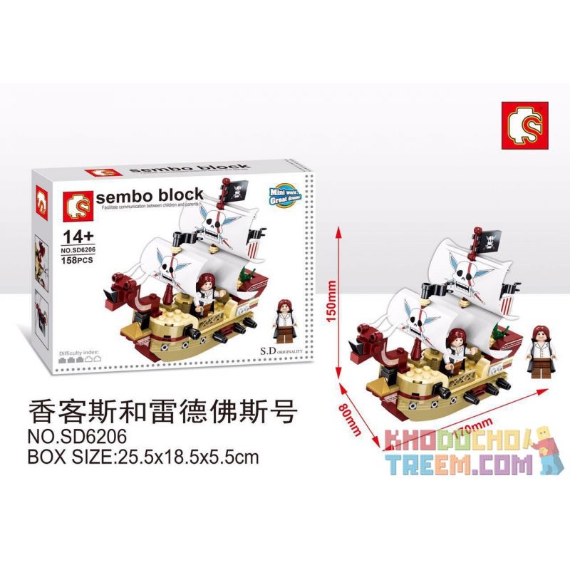 SEMBO SD6206 6206 SHENG YUAN SY SY961B 961B non  SHANKS VÀ REDFORTH bộ đồ chơi xếp lắp ráp ghép mô hình One Piece SEMBO BLOCK Đảo Hải Tặc 158 khối