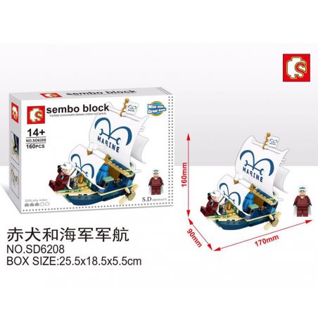 SEMBO SD6208 6208 SHENG YUAN SY SY961D 961D non  CHÓ ĐỎ VÀ TÀU CHIẾN HẢI QUÂN bộ đồ chơi xếp lắp ráp ghép mô hình One Piece SEMBO BLOCK Đảo Hải Tặc 160 khối