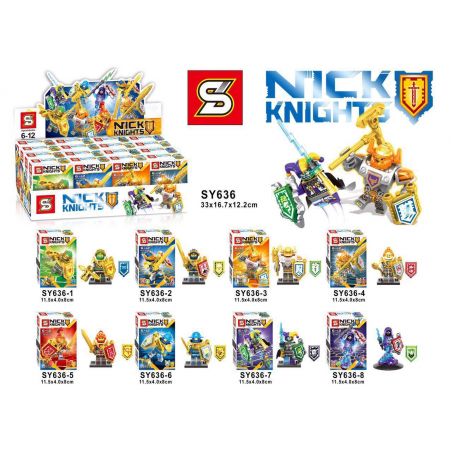 SHENG YUAN SY SY636 non  VŨ KHÍ LÁ CHẮN VÀ TRANG BỊ MINIFIGURE 8 LOẠI bộ đồ chơi xếp lắp ráp ghép mô hình Nexo Knights NICK KNIGHTS Hiệp Sỹ Nexo