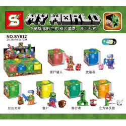 SHENG YUAN SY SY612 non  PHIÊN BẢN PHA LÊ CỦA VŨ KHÍ PHÁT SÁNG MINIFIGURE 6 bộ đồ chơi xếp lắp ráp ghép mô hình Minecraft MY WORLD Game Xây Dựng