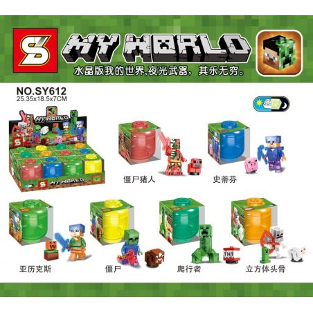 SHENG YUAN SY SY612 non  PHIÊN BẢN PHA LÊ CỦA VŨ KHÍ PHÁT SÁNG MINIFIGURE 6 bộ đồ chơi xếp lắp ráp ghép mô hình Minecraft MY WORLD Game Xây Dựng