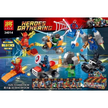 LELE 34014 non  8 XE CẤU HÌNH NHỎ bộ đồ chơi xếp lắp ráp ghép mô hình Super Heroes Siêu Nhân Anh Hùng 231 khối