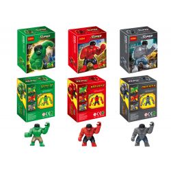 JISI 0144 0145 0146 non  HULK NGƯỜI KHỔNG LỒ ĐỎ XÁM bộ đồ chơi xếp lắp ráp ghép mô hình Super Heroes HULK、RED HULK、GRAY Siêu Nhân Anh Hùng