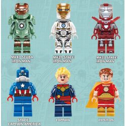 JISI 0244 0245 0246 0247 0248 0249 non  NHÂN VẬT NHỎ 6 PHIÊN BẢN KHÔNG GIAN LẶN IRON MAN CAPTAIN AMERICA SILVER WARRIOR HYPERION bộ đồ chơi xếp lắp ráp ghép mô hình Super Heroes Siêu Nhân Anh Hùng