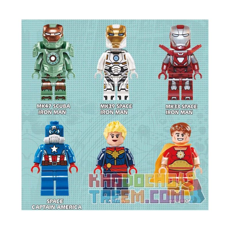 JISI 0244 0245 0246 0247 0248 0249 non  NHÂN VẬT NHỎ 6 PHIÊN BẢN KHÔNG GIAN LẶN IRON MAN CAPTAIN AMERICA SILVER WARRIOR HYPERION bộ đồ chơi xếp lắp ráp ghép mô hình Super Heroes Siêu Nhân Anh Hùng