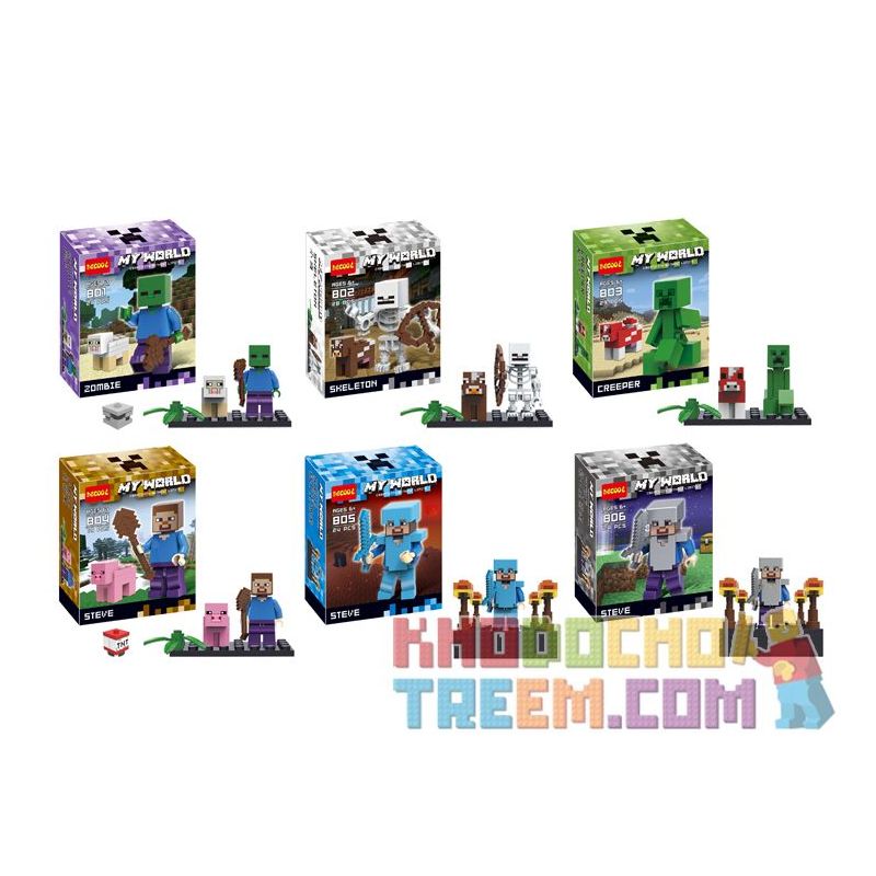 JISI 801 802 803 804 805 806 non  6 NHÂN VẬT NHỎ bộ đồ chơi xếp lắp ráp ghép mô hình Minecraft MY WORLD Game Xây Dựng